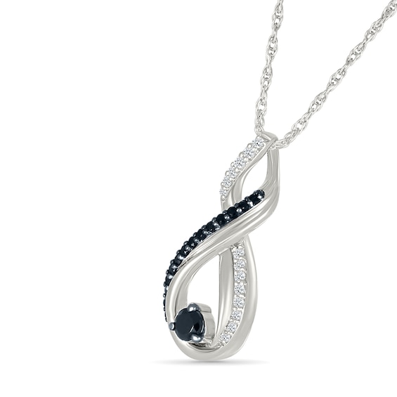 0.23 CT. T.W. Black and White Diamond Infinity Pendant in Sterling Silver