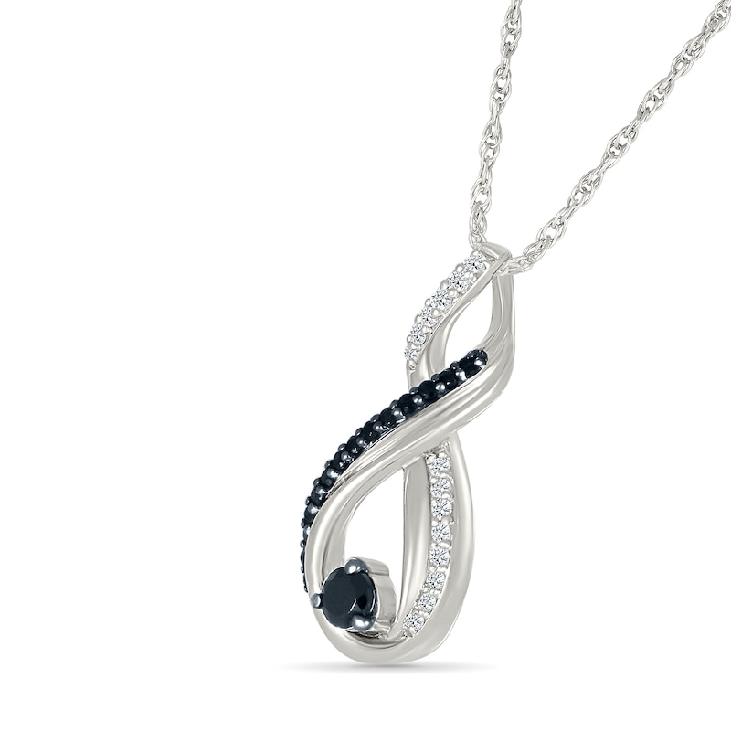 0.23 CT. T.W. Black and White Diamond Infinity Pendant in Sterling Silver