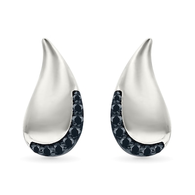 0.065 CT. T.W. Black Diamond Teardrop Stud Earrings in Sterling Silver