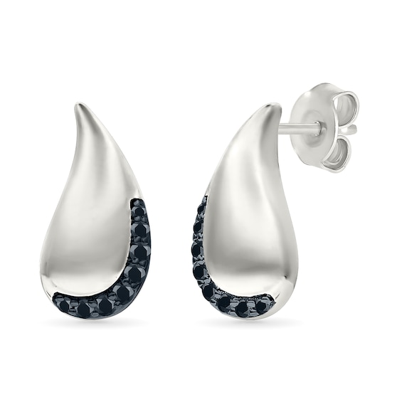 0.065 CT. T.W. Black Diamond Teardrop Stud Earrings in Sterling Silver