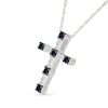 0.23 CT. T.W. Black and White Diamond Station Cross Pendant in Sterling Silver