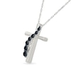 0.23 CT. T.W. Journey Black Diamond Overlay Cross Pendant in Sterling Silver