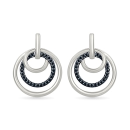 0.18 CT. T.W. Black Diamond Triple Circle Drop Earrings in Sterling Silver