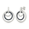 Thumbnail Image 2 of 0.18 CT. T.W. Black Diamond Triple Circle Drop Earrings in Sterling Silver