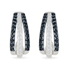 Thumbnail Image 1 of 0.45 CT. T.W. Black and White Diamond Split Triple Row J-Hoop Earrings in Sterling Silver