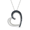 0.45 CT. T.W. Black and White Diamond Tilted Heart Pendant in Sterling Silver