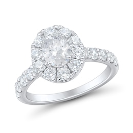 1.95 CT. T.W. Oval Diamond Frame Engagement Ring in 14K White Gold