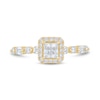 0.95 CT. T.W. Princess-Cut Diamond Cushion Frame Alternating Shank Engagement Ring in 18K Gold