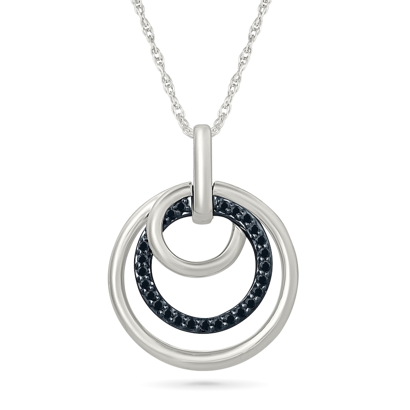 0.115 CT. T.W. Black Diamond Triple Circle Pendant in Sterling Silver