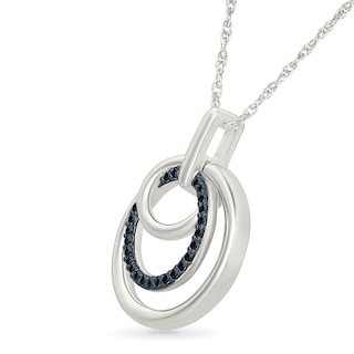 0.115 CT. T.W. Black Diamond Triple Circle Pendant in Sterling Silver