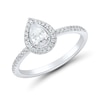 Thumbnail Image 1 of 0.45 CT. T.W. Pear-Shaped Diamond Frame Vintage-Style Engagement Ring in 14K White Gold