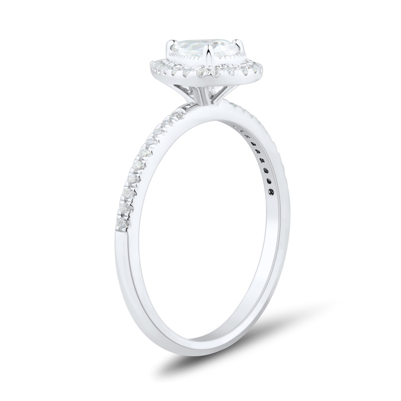 Main Image 2 of 0.45 CT. T.W. Pear-Shaped Diamond Frame Vintage-Style Engagement Ring in 14K White Gold