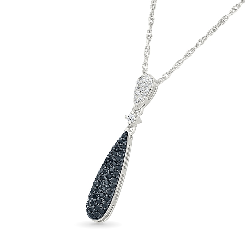 0.29 CT. T.W. Black and White Diamond Double Teardrop Pendant in Sterling Silver