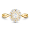 Thumbnail Image 3 of 0.45 CT. T.W. Oval Diamond Double Scallop Frame Twist Shank Engagement Ring in 14K Gold