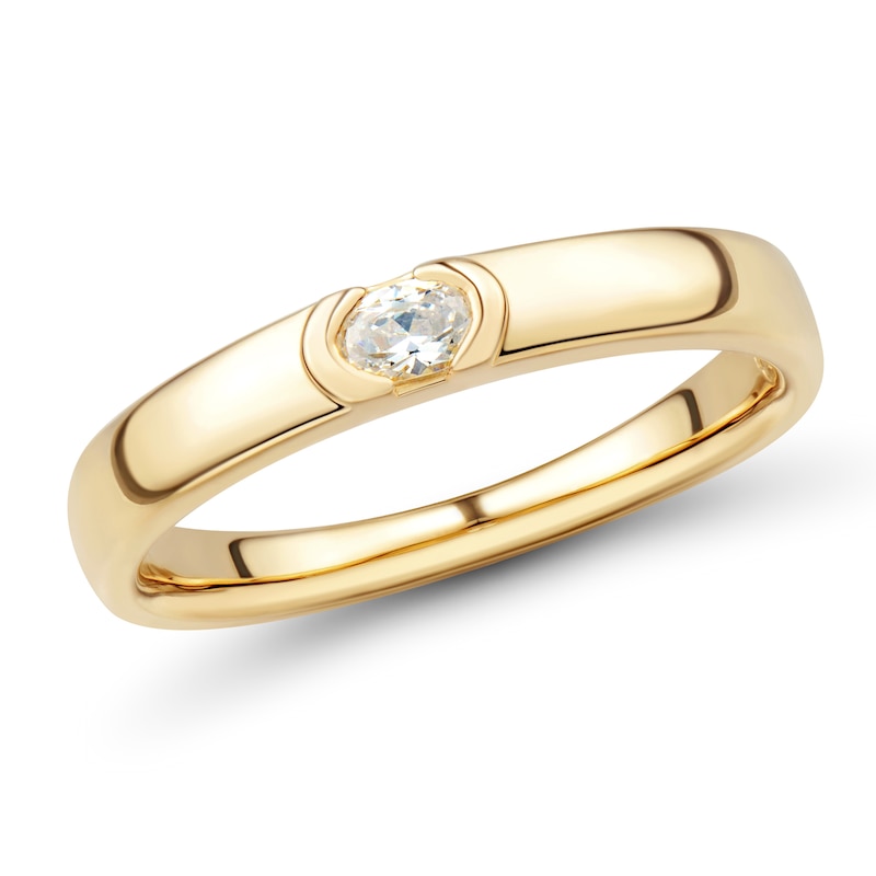 Main Image 1 of 0.23 CT. Oval Diamond Solitaire Anniversary Band in 14K Gold