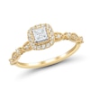 Thumbnail Image 1 of 0.23 CT. T.W. Princess-Cut Diamond Cushion Frame Art Deco Vintage-Style Engagement Ring in 10K Gold