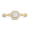 Thumbnail Image 3 of 0.23 CT. T.W. Princess-Cut Diamond Cushion Frame Art Deco Vintage-Style Engagement Ring in 10K Gold