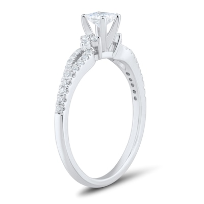 0.45 CT. T.W. Princess-Cut Diamond Collar Loop Shank Engagement Ring in 14K White Gold