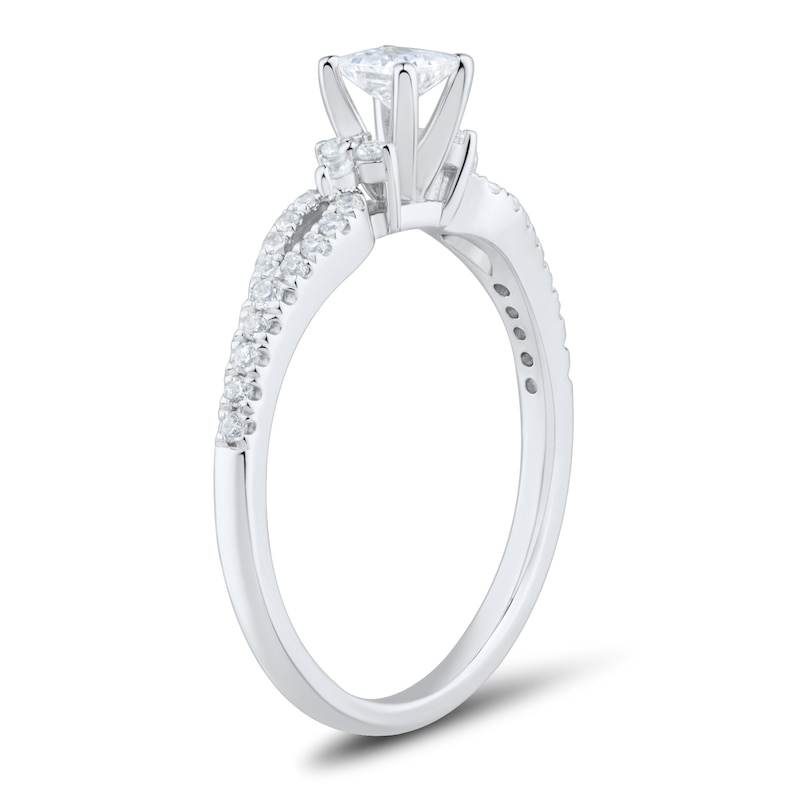 Main Image 2 of 0.45 CT. T.W. Princess-Cut Diamond Collar Loop Shank Engagement Ring in 14K White Gold