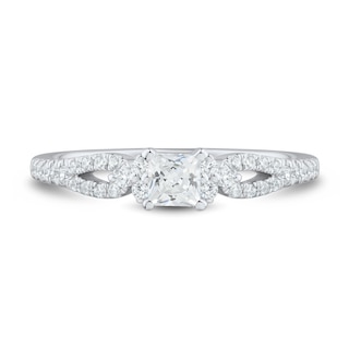 0.45 CT. T.W. Princess-Cut Diamond Collar Loop Shank Engagement Ring in 14K White Gold