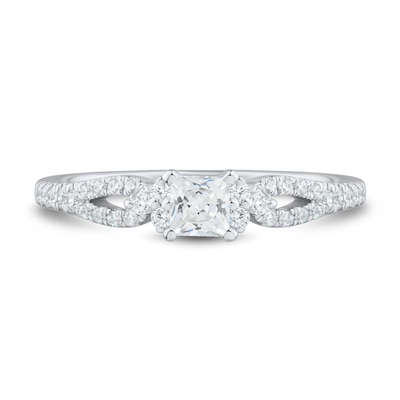 0.45 CT. T.W. Princess-Cut Diamond Collar Loop Shank Engagement Ring in 14K White Gold