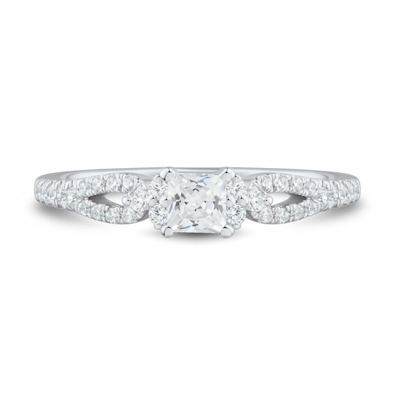 0.45 CT. T.W. Princess-Cut Diamond Collar Loop Shank Engagement Ring in 14K White Gold