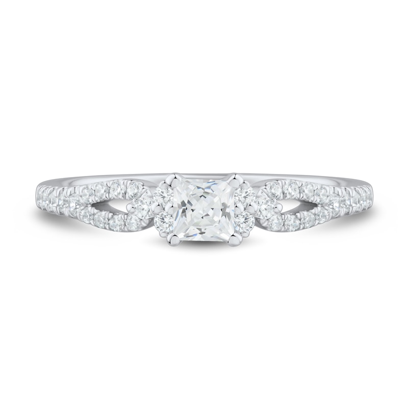 Main Image 3 of 0.45 CT. T.W. Princess-Cut Diamond Collar Loop Shank Engagement Ring in 14K White Gold