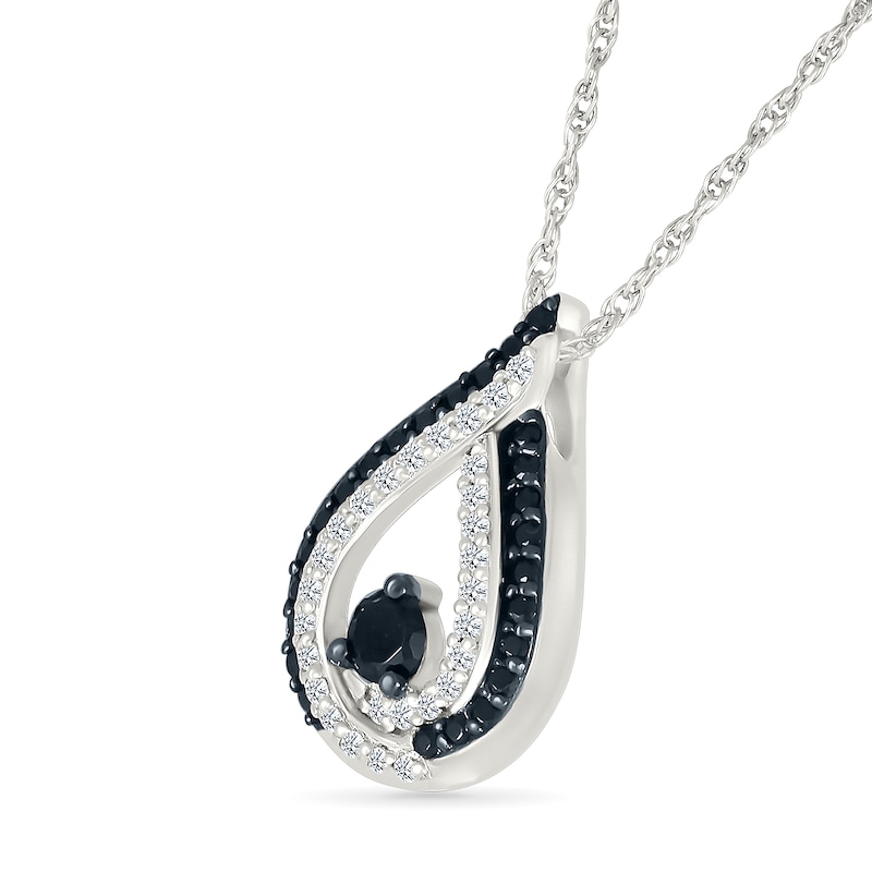 0.29 CT. T.W. Black and White Diamond Teardrop Pendant in Sterling Silver