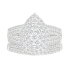 1.45 CT. T.W. Pear-Shaped Multi-Diamond Double Frame Multi-Row Split Shank Bridal Set in 10K Gold