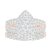 1.45 CT. T.W. Pear-Shaped Multi-Diamond Double Frame Multi-Row Split Shank Bridal Set in 10K Rose Gold