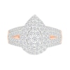 1.45 CT. T.W. Pear-Shaped Multi-Diamond Double Frame Multi-Row Split Shank Bridal Set in 10K Rose Gold