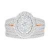 1.45 CT. T.W. Oval-Shaped Multi-Diamond Frame Multi-Row Split Shank Bridal Set in 10K Rose Gold