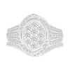 1.23 CT. T.W. Oval-Shaped Multi-Diamond Swirl Frame Triple Row Shank Bridal Set in 10K White Gold