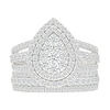 1.95 CT. T.W. Pear-Shaped Multi-Diamond Double Frame Triple Row Split Shank Bridal Set in 10K Gold