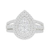 1.95 CT. T.W. Pear-Shaped Multi-Diamond Double Frame Triple Row Split Shank Bridal Set in 10K Gold