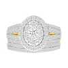 1.45 CT. T.W. Oval-Shaped Multi-Diamond Frame Multi-Row Split Shank Bridal Set in 10K Gold