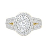 1.45 CT. T.W. Oval-Shaped Multi-Diamond Frame Multi-Row Split Shank Bridal Set in 10K Gold