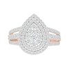 1.95 CT. T.W. Pear-Shaped Multi-Diamond Double Frame Triple Row Split Shank Bridal Set in 10K Rose Gold