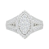 1.45 CT. T.W. Marquise-Shaped Multi-Diamond Frame Multi-Row Split Shank Bridal Set in 10K Gold