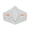 1.45 CT. T.W. Marquise-Shaped Multi-Diamond Frame Multi-Row Split Shank Bridal Set in 10K Rose Gold