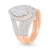 1.45 CT. T.W. Marquise-Shaped Multi-Diamond Frame Multi-Row Split Shank Bridal Set in 10K Rose Gold