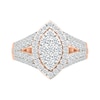 1.45 CT. T.W. Marquise-Shaped Multi-Diamond Frame Multi-Row Split Shank Bridal Set in 10K Rose Gold