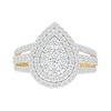 Thumbnail Image 3 of 1.95 CT. T.W. Pear-Shaped Multi-Diamond Double Frame Triple Row Split Shank Bridal Set in 10K Gold