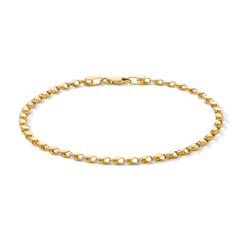 3.05mm Oval Mirror Chain Bracelet in Solid 10K Gold - 7.25”