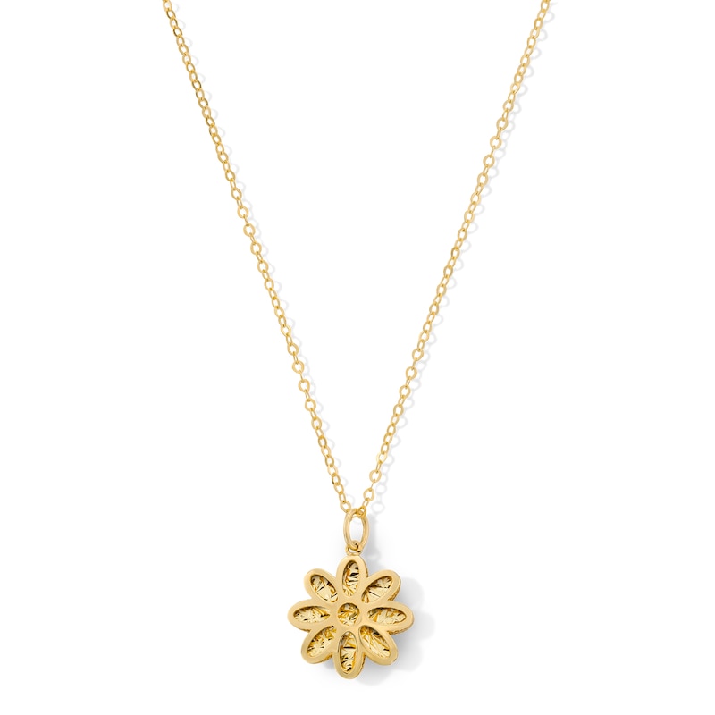 Diamond-Cut Flower Pendant in Solid 10K Gold