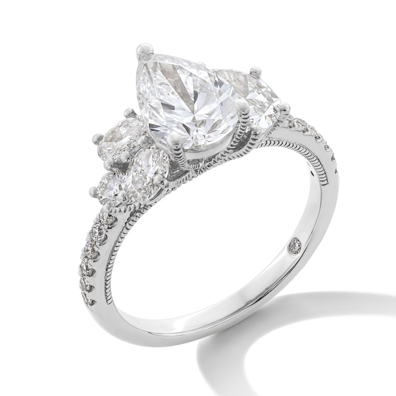 Emmy London 2.50 CT. T.W. Multi-Shaped Certified Lab-Created Diamond Engagement Ring in 18K White Gold (F/VS2)