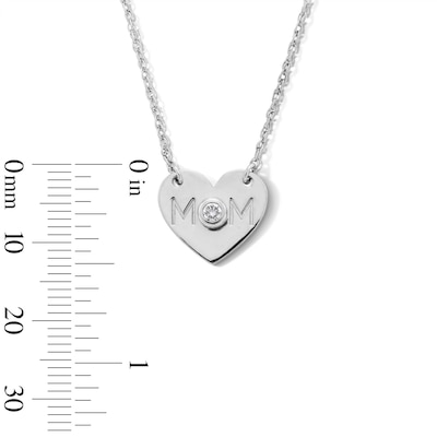 0.05 CT. Certified Lab-Created Diamond Solitaire "MOM" Heart Necklace in Sterling Silver (I/I1)