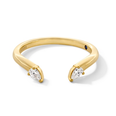 Vera Wang Love Collection 0.145 CT. T.W. Pear-Shaped Diamond Open Shank Band in Sterling Silver with 14K Gold Plate