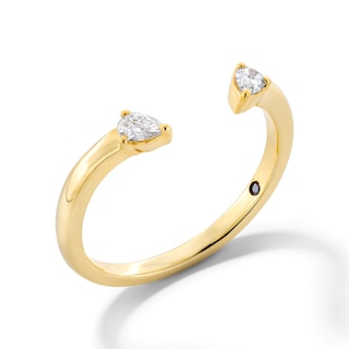 Vera Wang Love Collection 0.145 CT. T.W. Pear-Shaped Diamond Open Shank Band in Sterling Silver with 14K Gold Plate