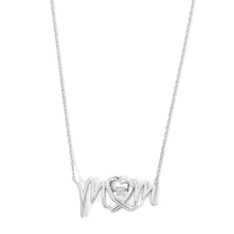 Unstoppable Love™ Diamond Accent Solitaire &quot;MOM&quot; Necklace in Sterling Silver